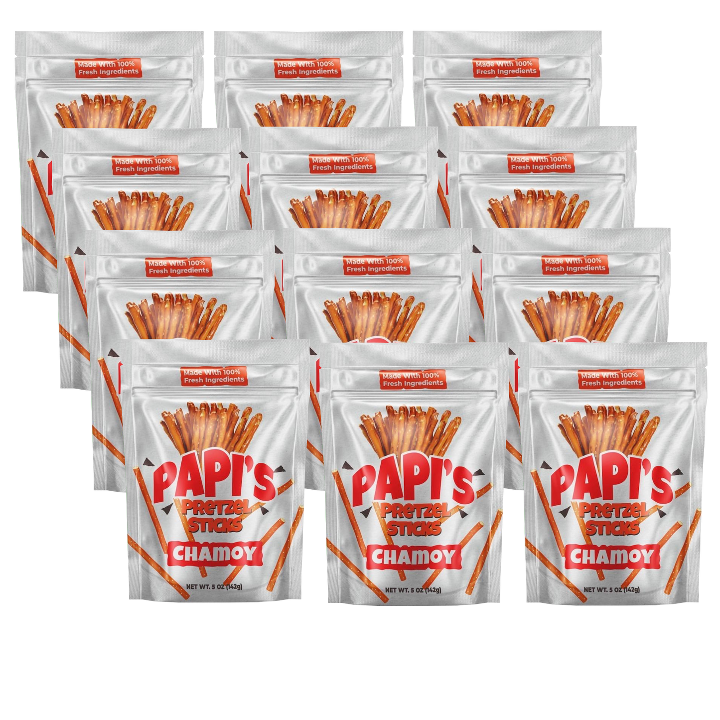 Papi's Pretzels: Chamoy Flavored Pretzels - Twelve Pack