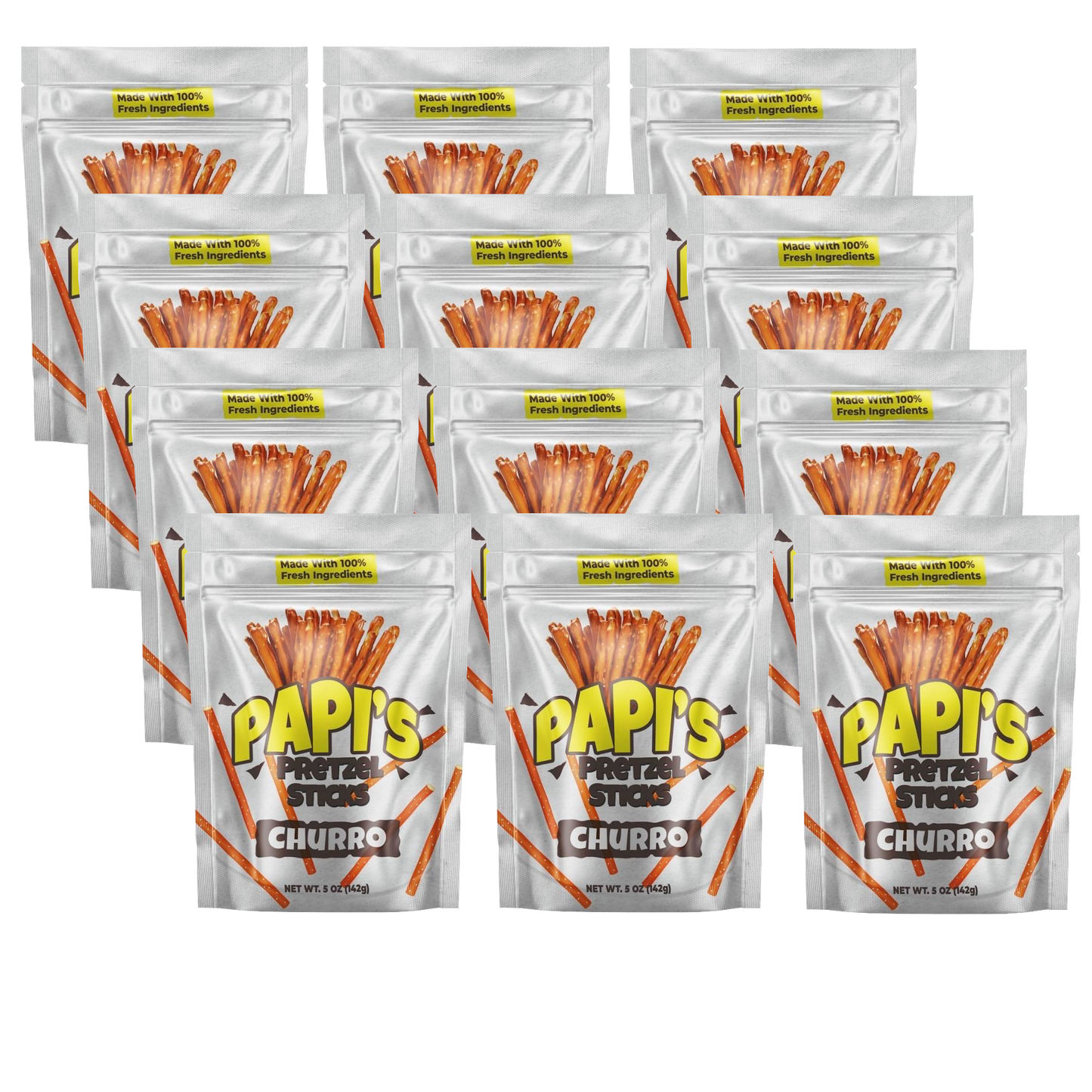 Papi's Pretzels: Churro Flavored Pretzels - Twelve Pack