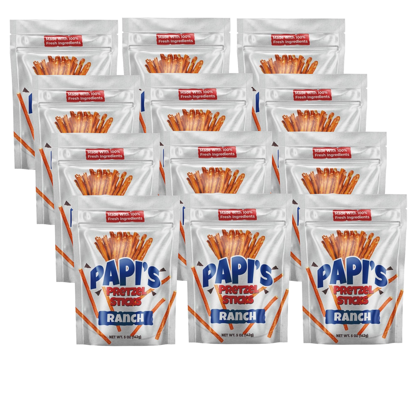 Papi's Pretzels: Ranch Flavored Pretzels - Twelve Pack