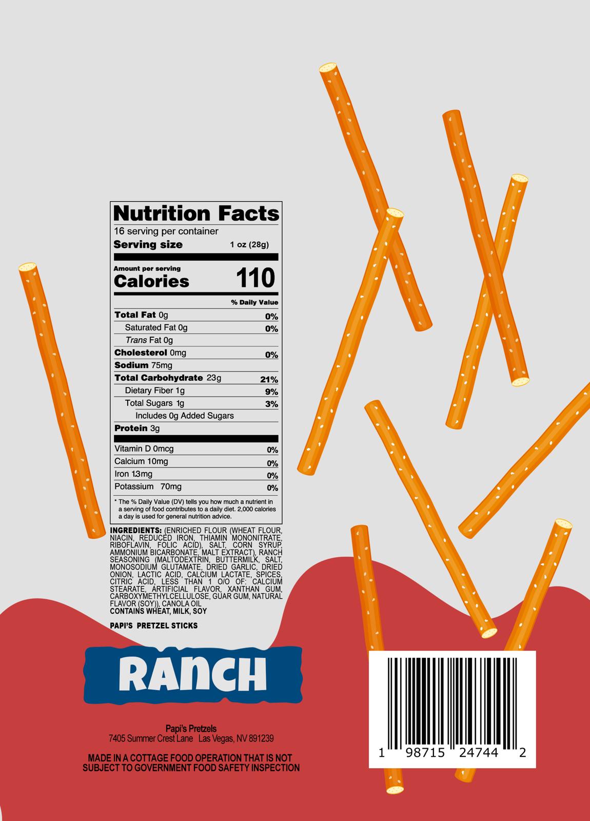 Papi's Pretzels: Ranch Flavored Pretzels - Three Pack