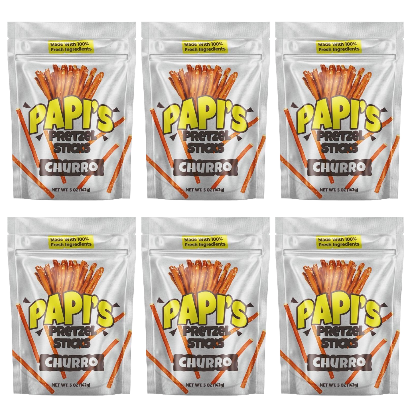 Papi's Pretzels: Churro Flavored Pretzels - Six Pack