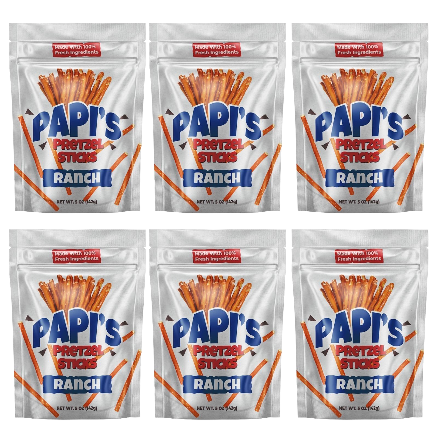 Papi's Pretzels: Ranch Flavored Pretzels - Six Pack