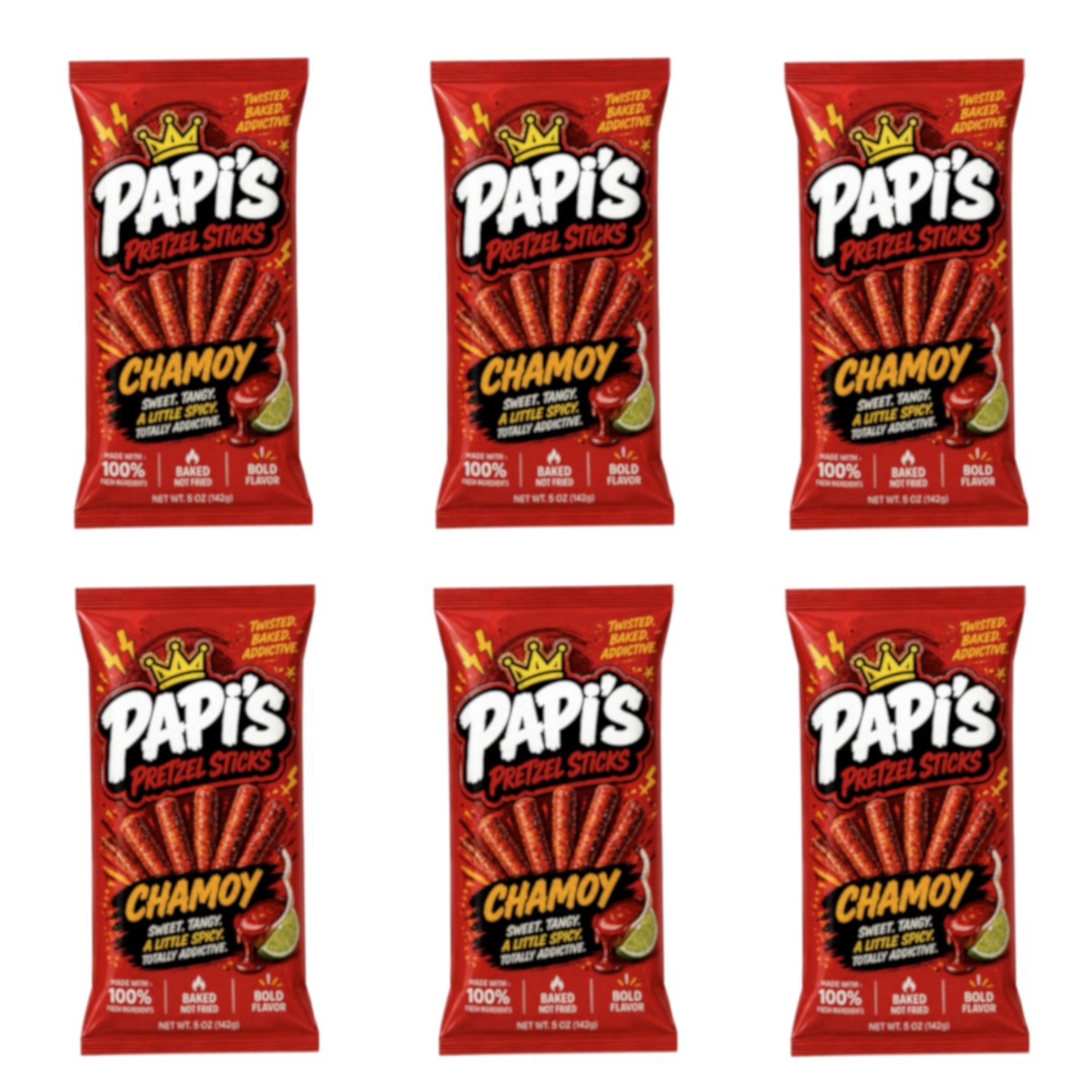 Papi's Pretzels: Chamoy Flavored Pretzels - Six Pack