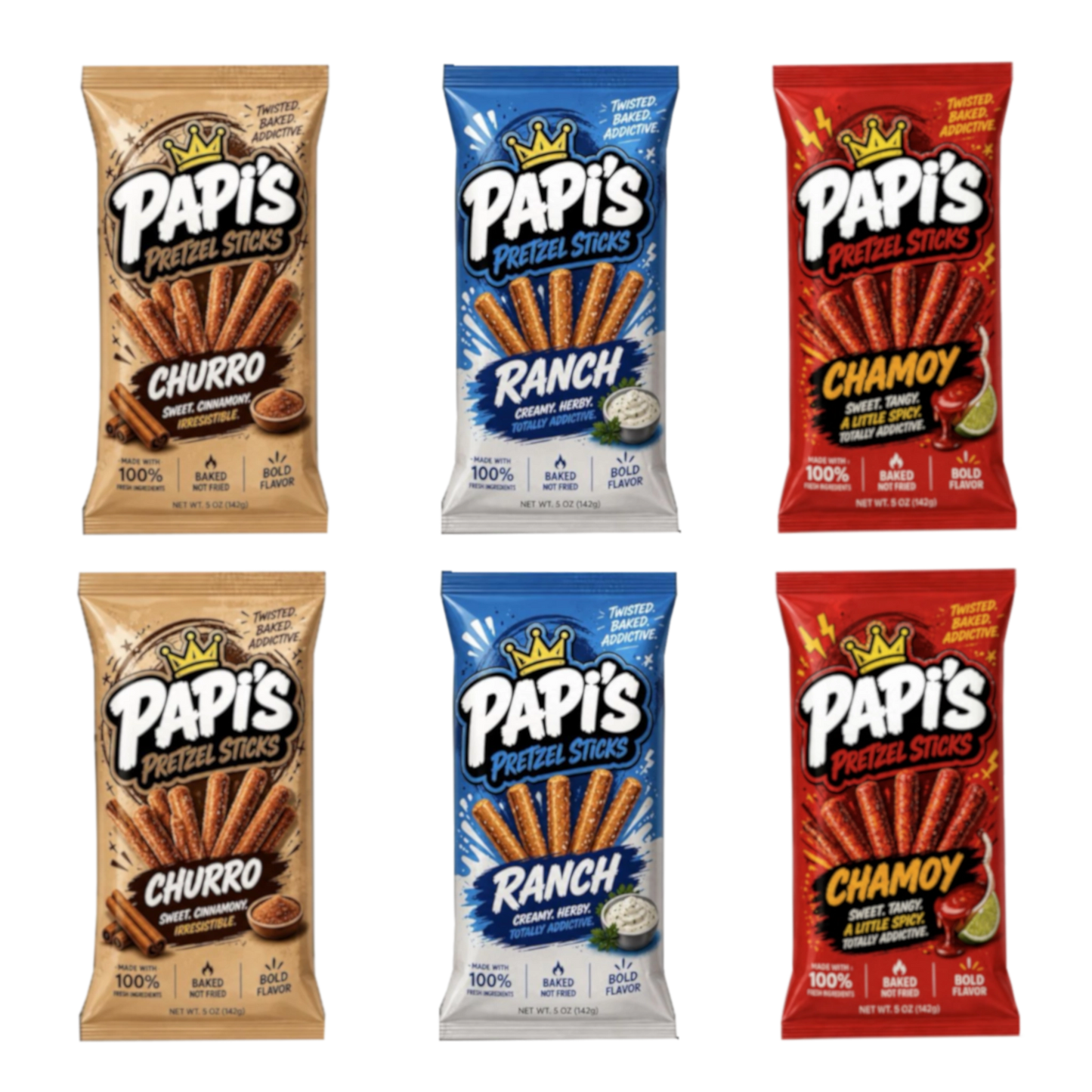 Papi's Pretzels: Variety Six Pack - A Flavor Fiesta in Every Bite!