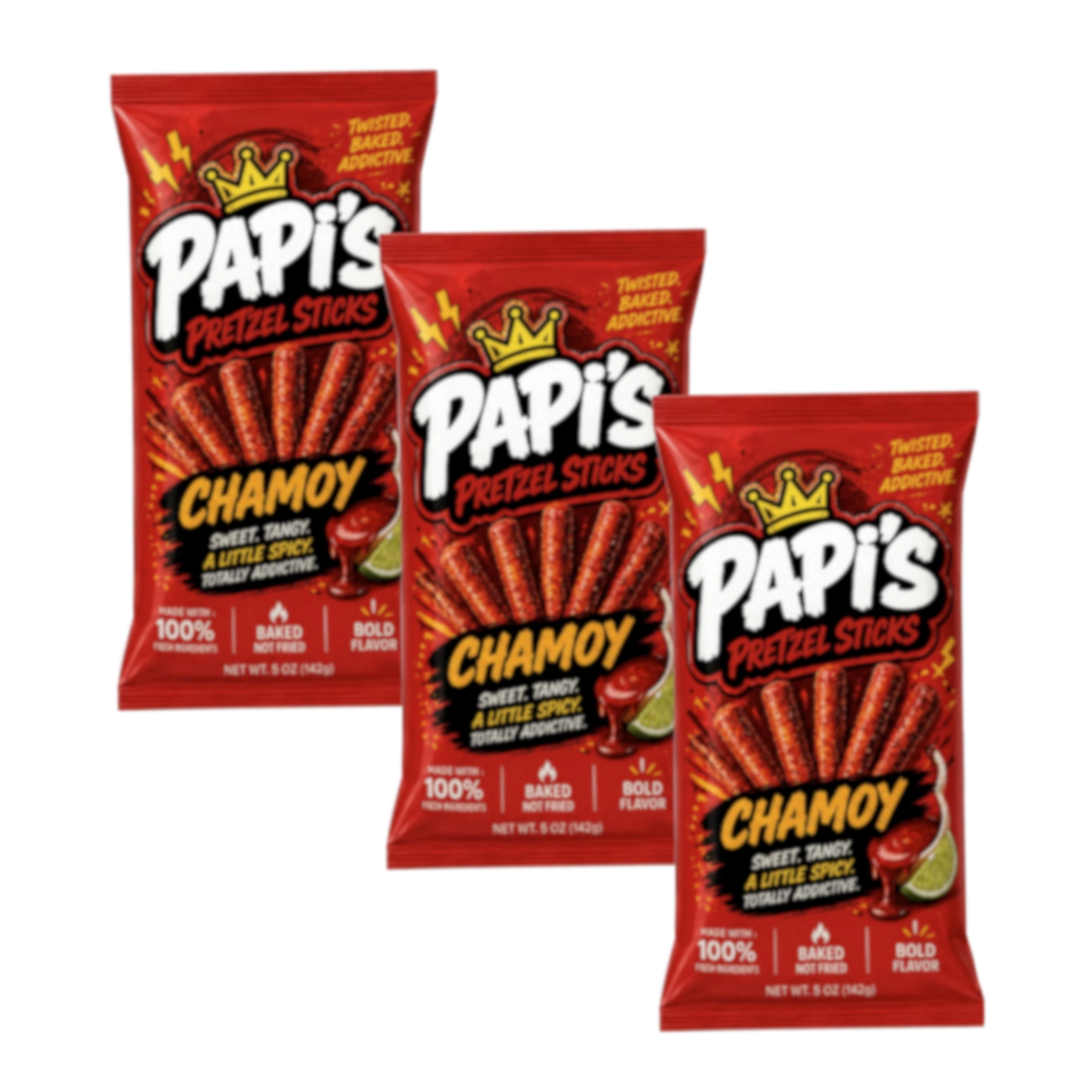 Papi's Pretzels: Chamoy Flavored Pretzels - Three Pack