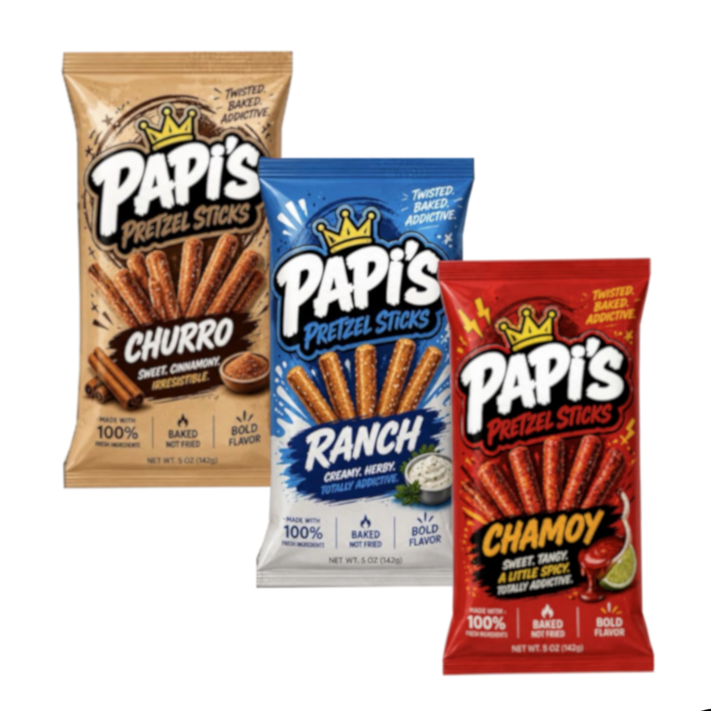 Papi's Pretzels: Variety Three Pack - A Flavor Fiesta in Every Bite!